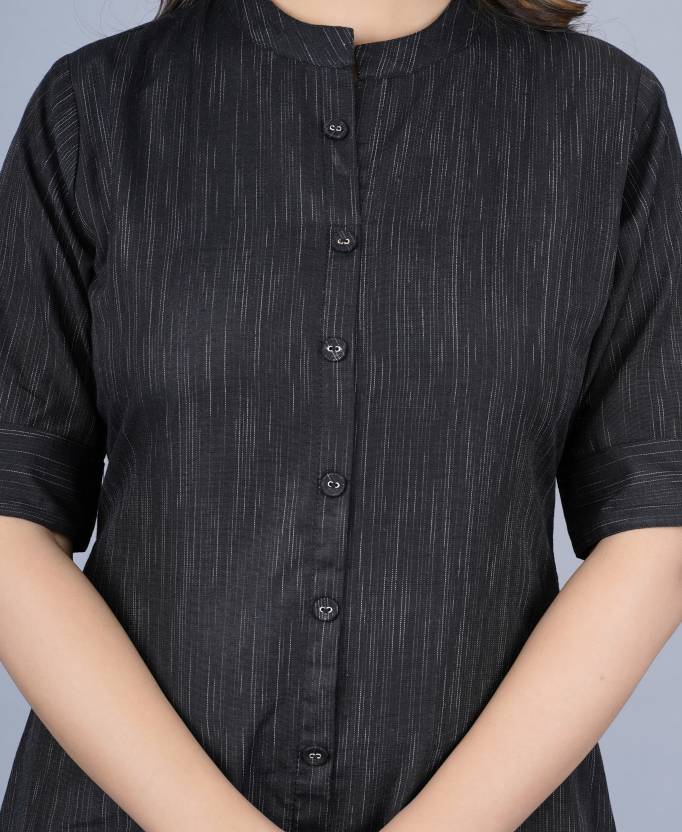 Black Handloom Cotton Kurta