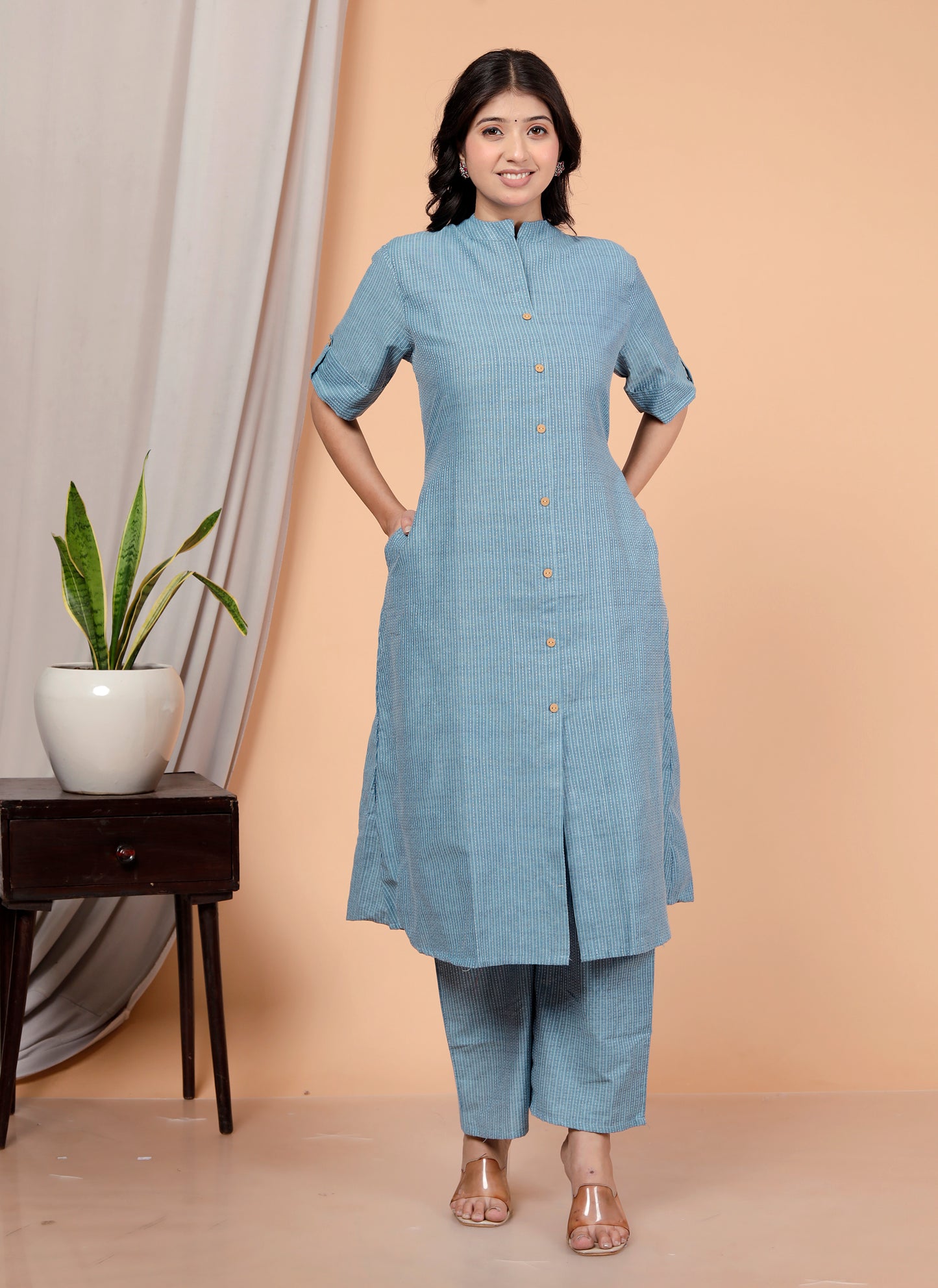 Katha Cotton Kurta Palazzo Set