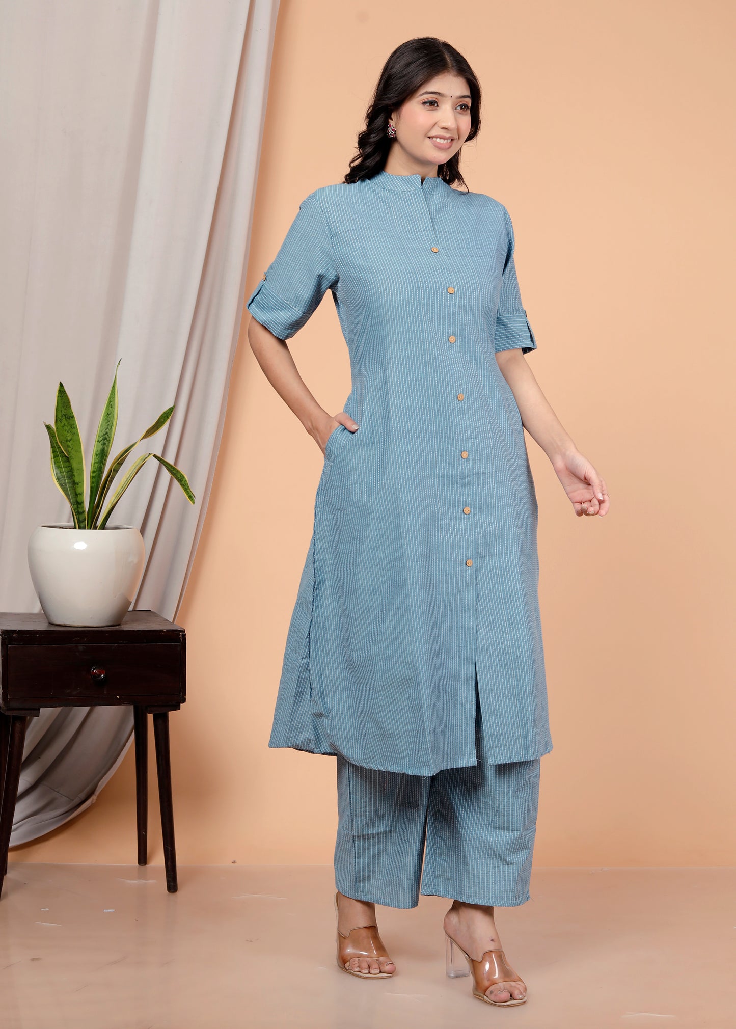 Katha Cotton Kurta Palazzo Set