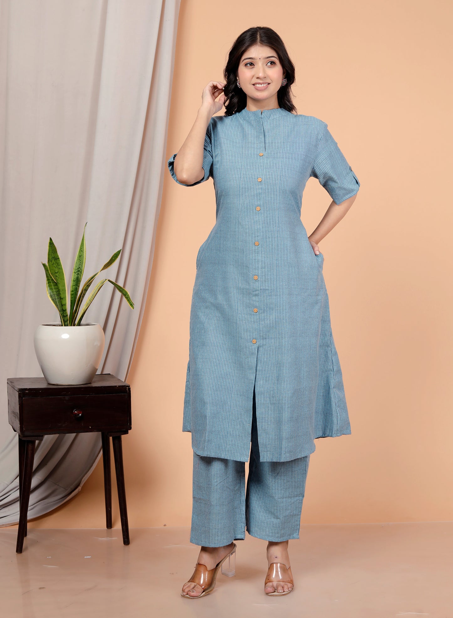 Katha Cotton Kurta Palazzo Set