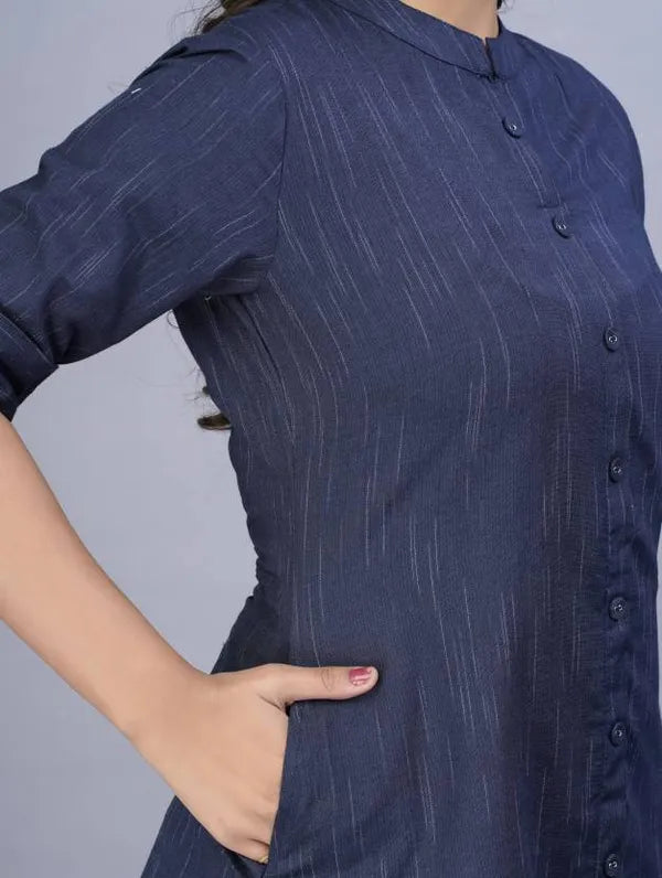 Blue Khadi Cotton Kurta For Women