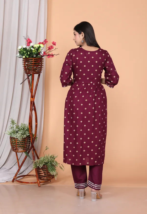 Rayon Embroidery Kurta Pant Dupatta Set for women