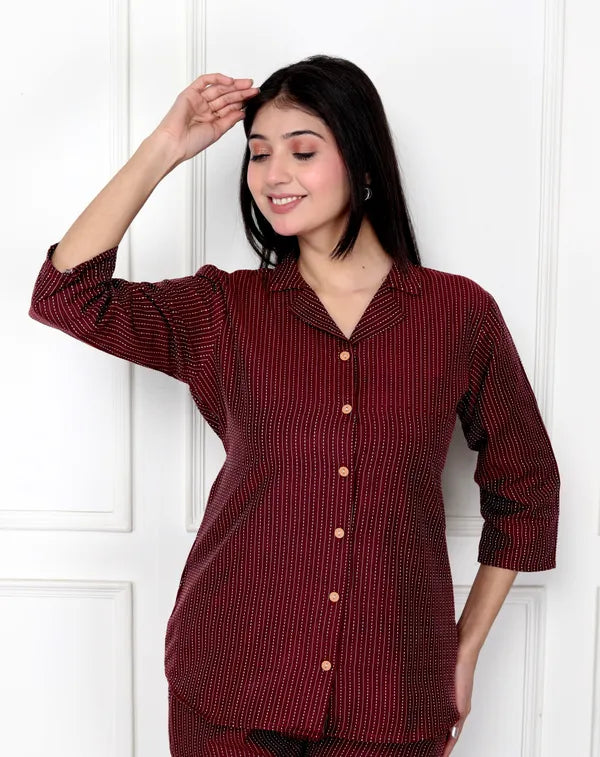 Maroon Handloom Cotton Co-ord set