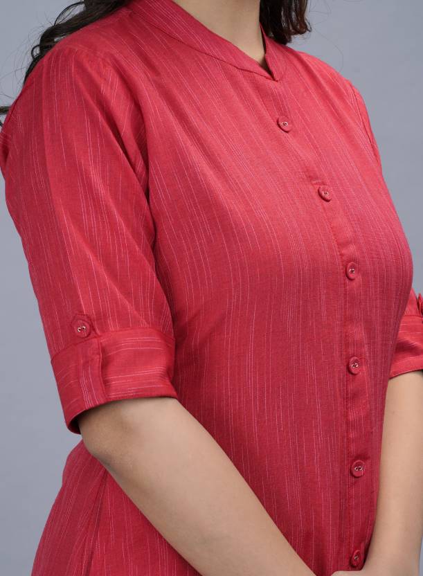 Red Handloom Cotton Kurta