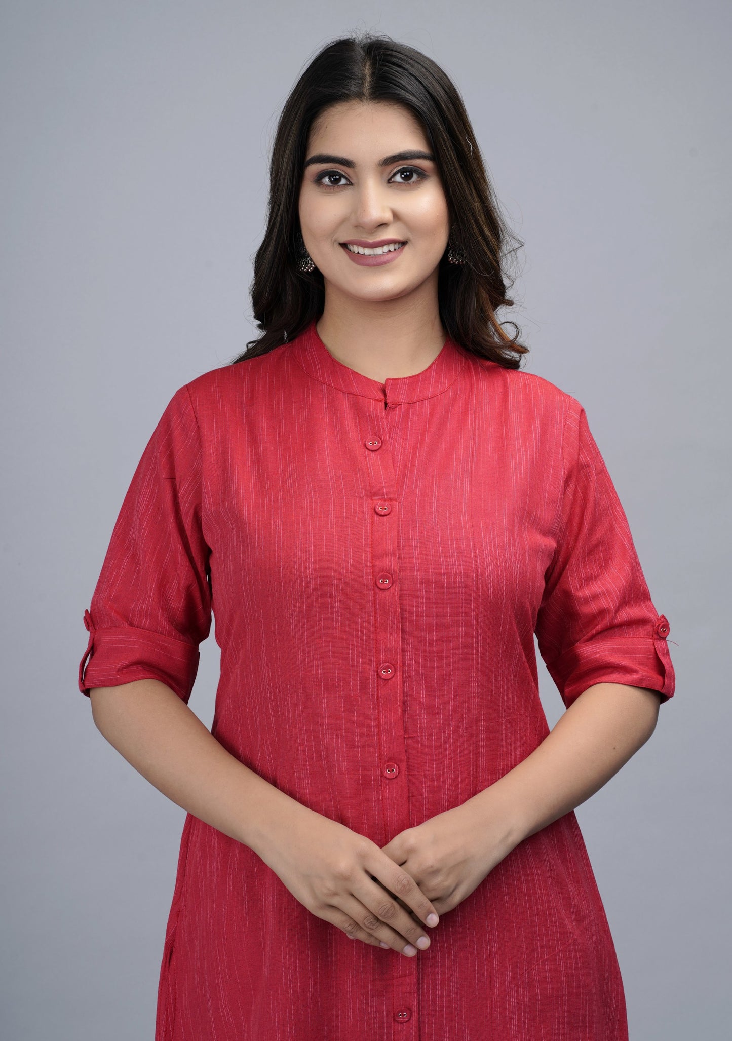 Red Handloom Cotton Kurta