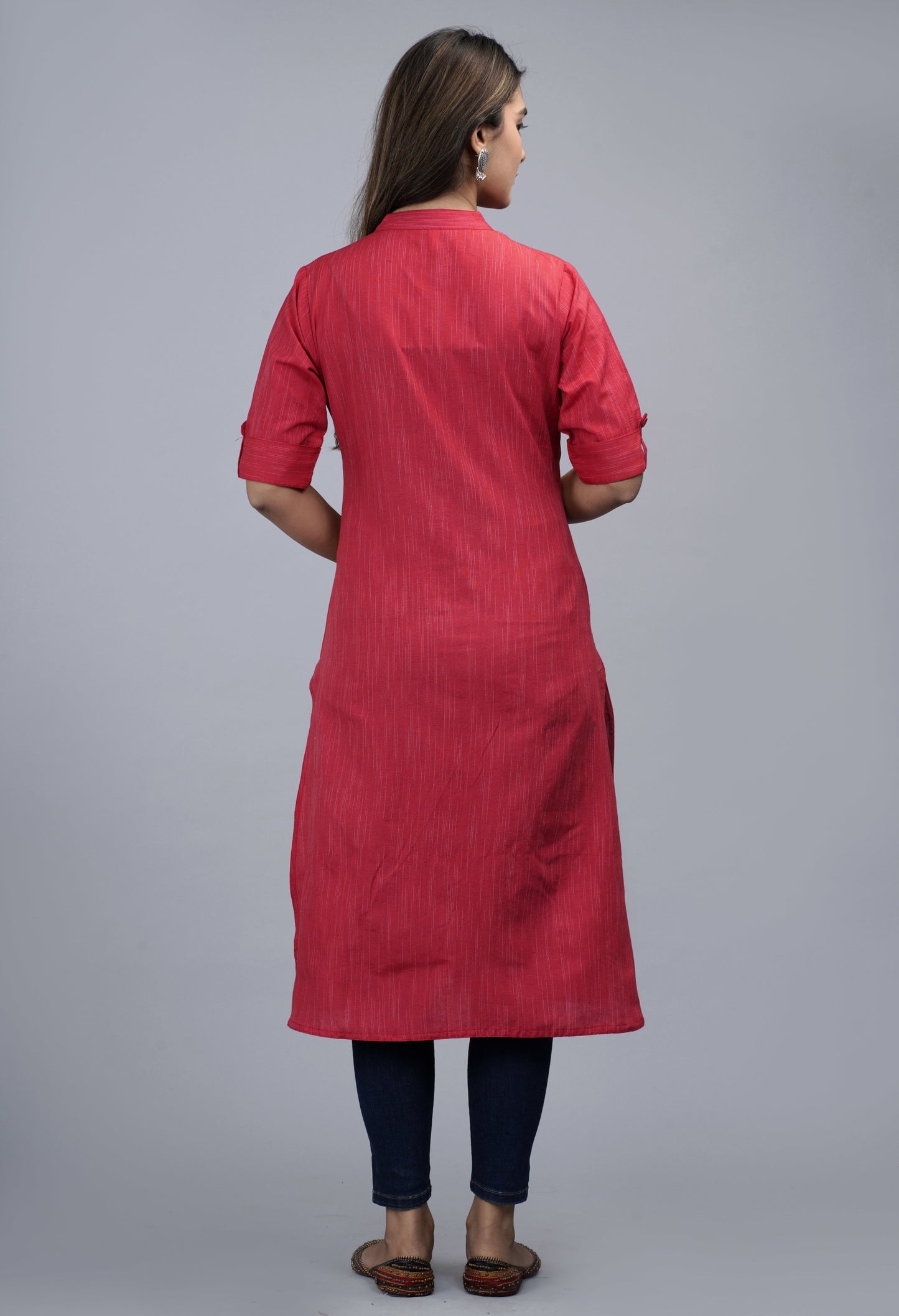 Red Handloom Cotton Kurta
