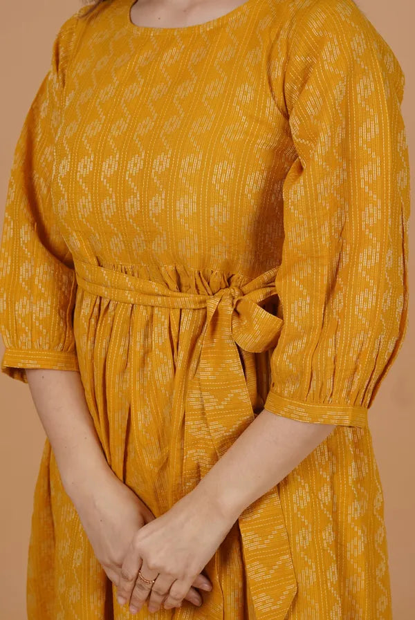 Yellow Crepe Dress For Women