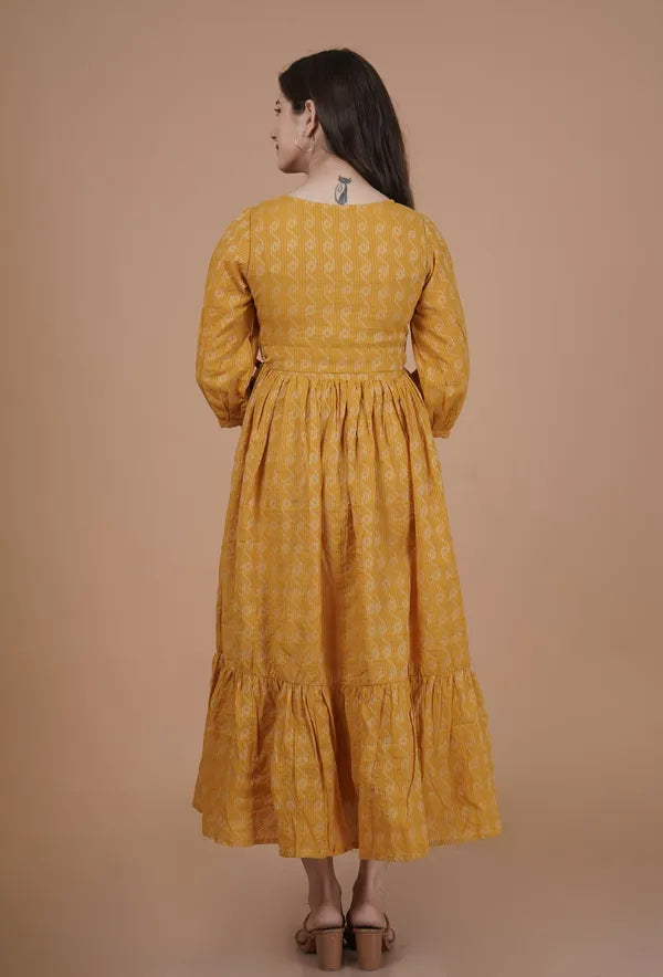 Yellow Crepe Dress For Women