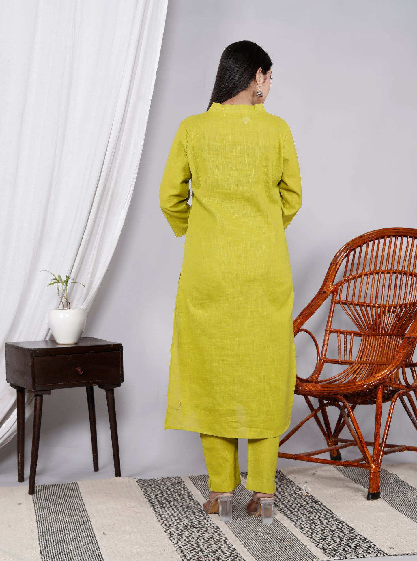 Cotton Slub Kurta Pant Set