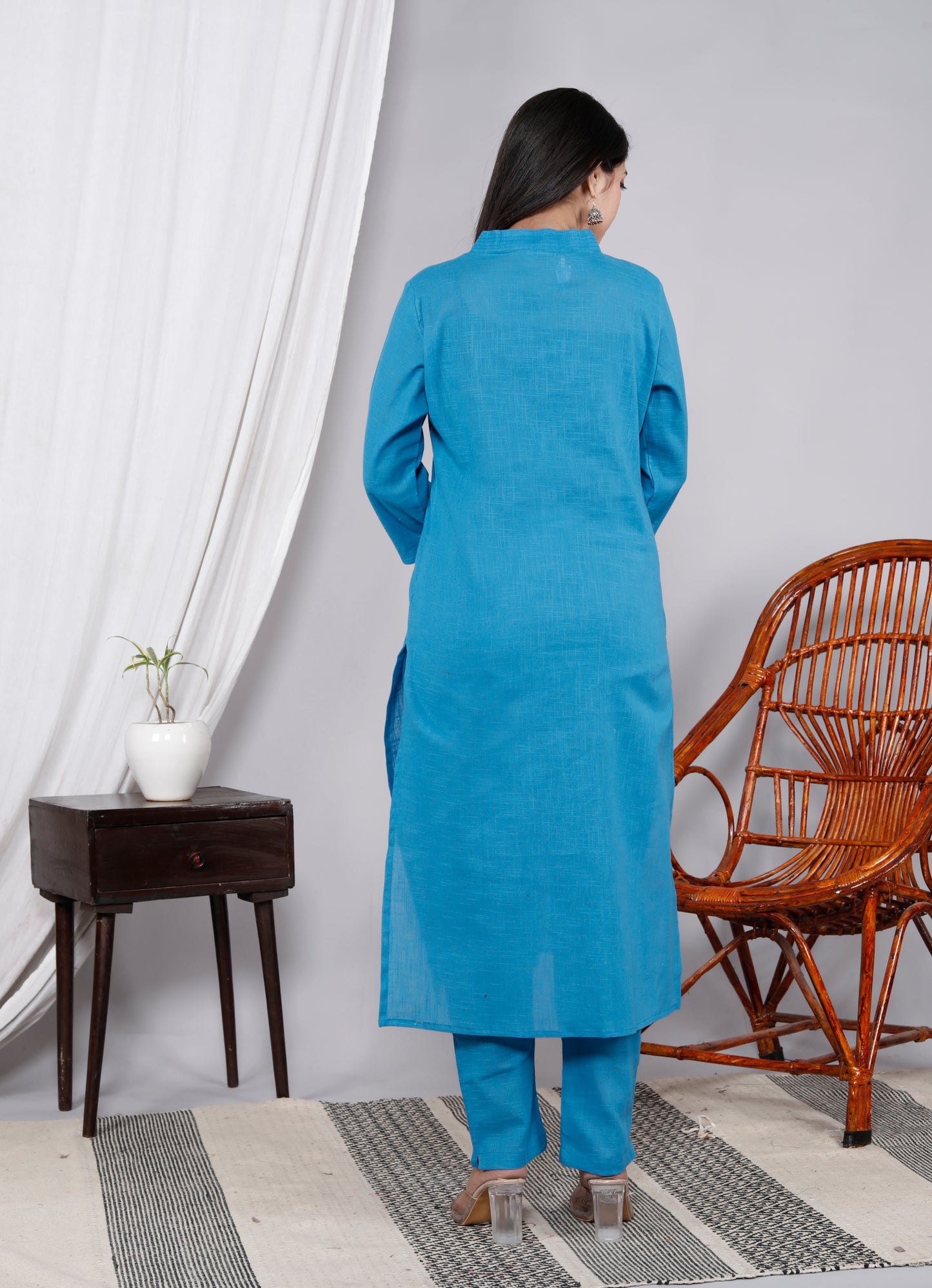 Cotton Slub Kurta Pant Set