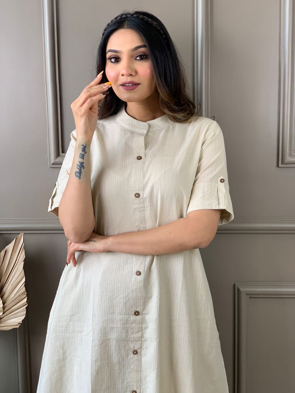 Pearl Bush Katha Cotton Kurta and Palazzo Set