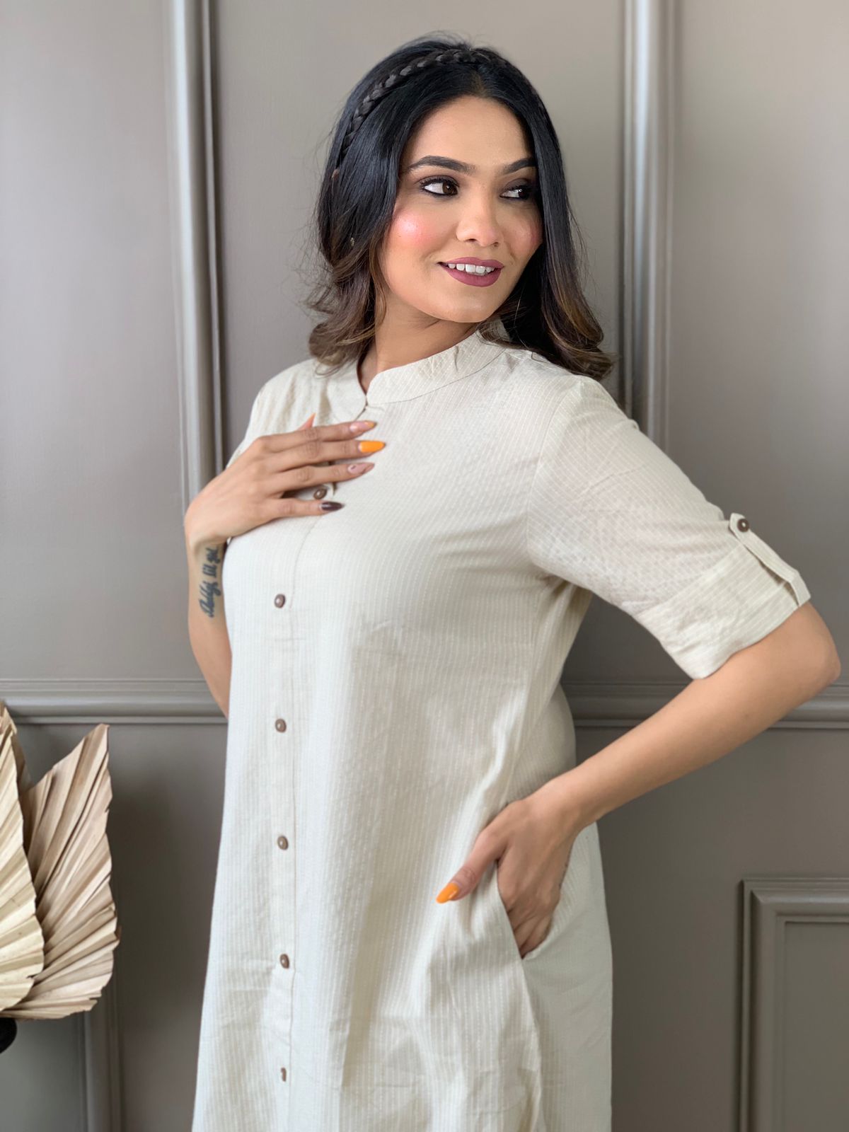 Pearl Bush Katha Cotton Kurta and Palazzo Set