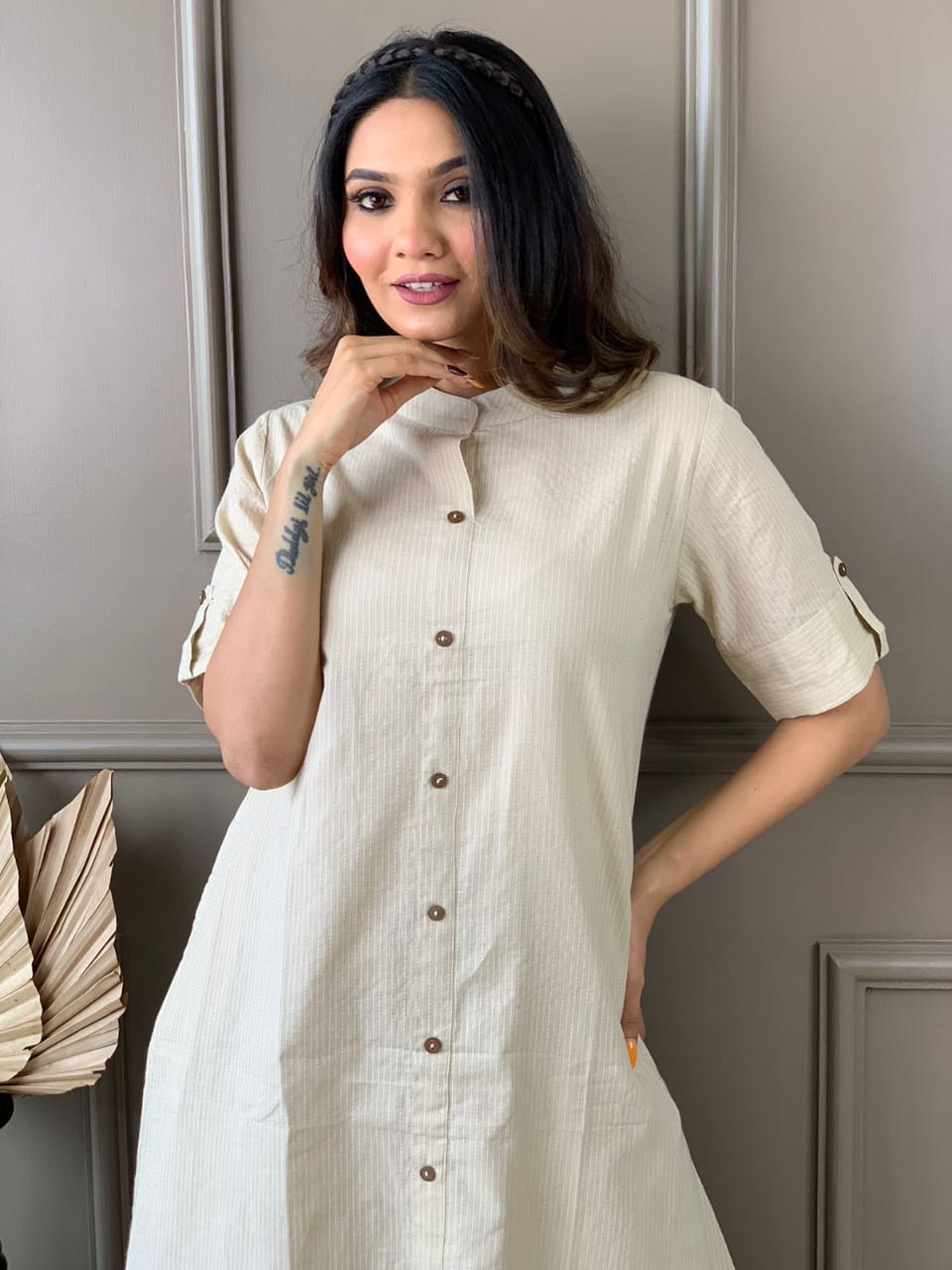 Pearl Bush Katha Cotton Kurta and Palazzo Set