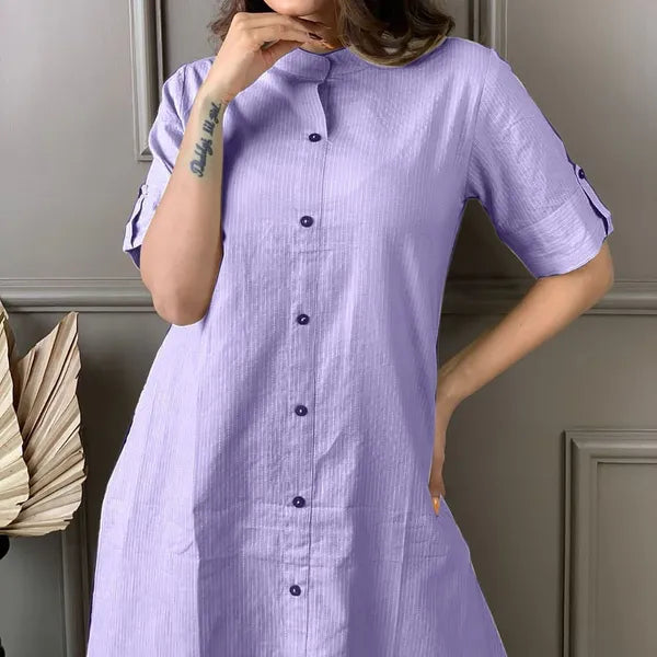 Levender Khadi Cotton Ethnic Kurta-and Pant Set For Women