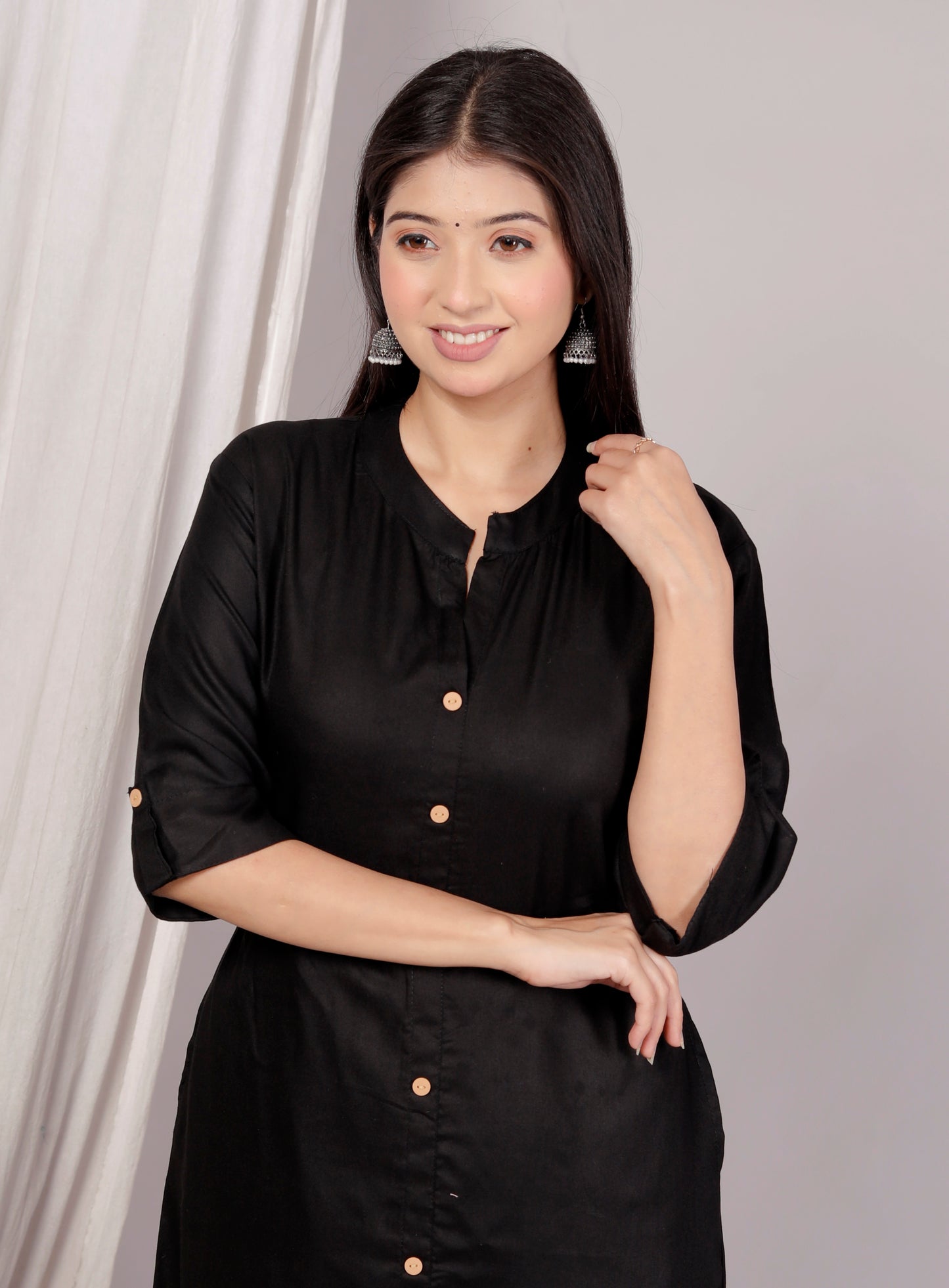 Plain Black Kurta Palazzo Set