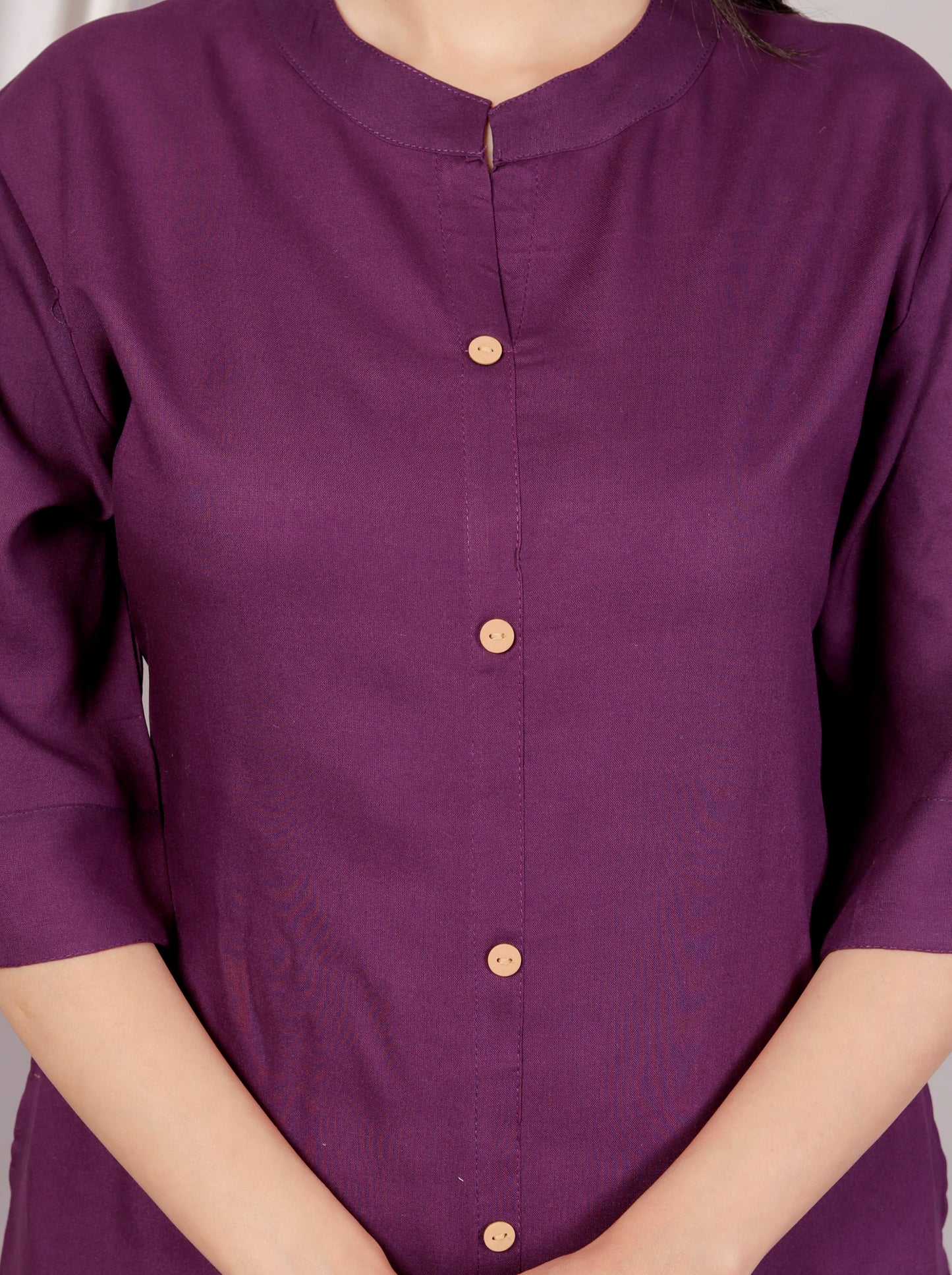 Wine Plain Kurta Palazzo Set