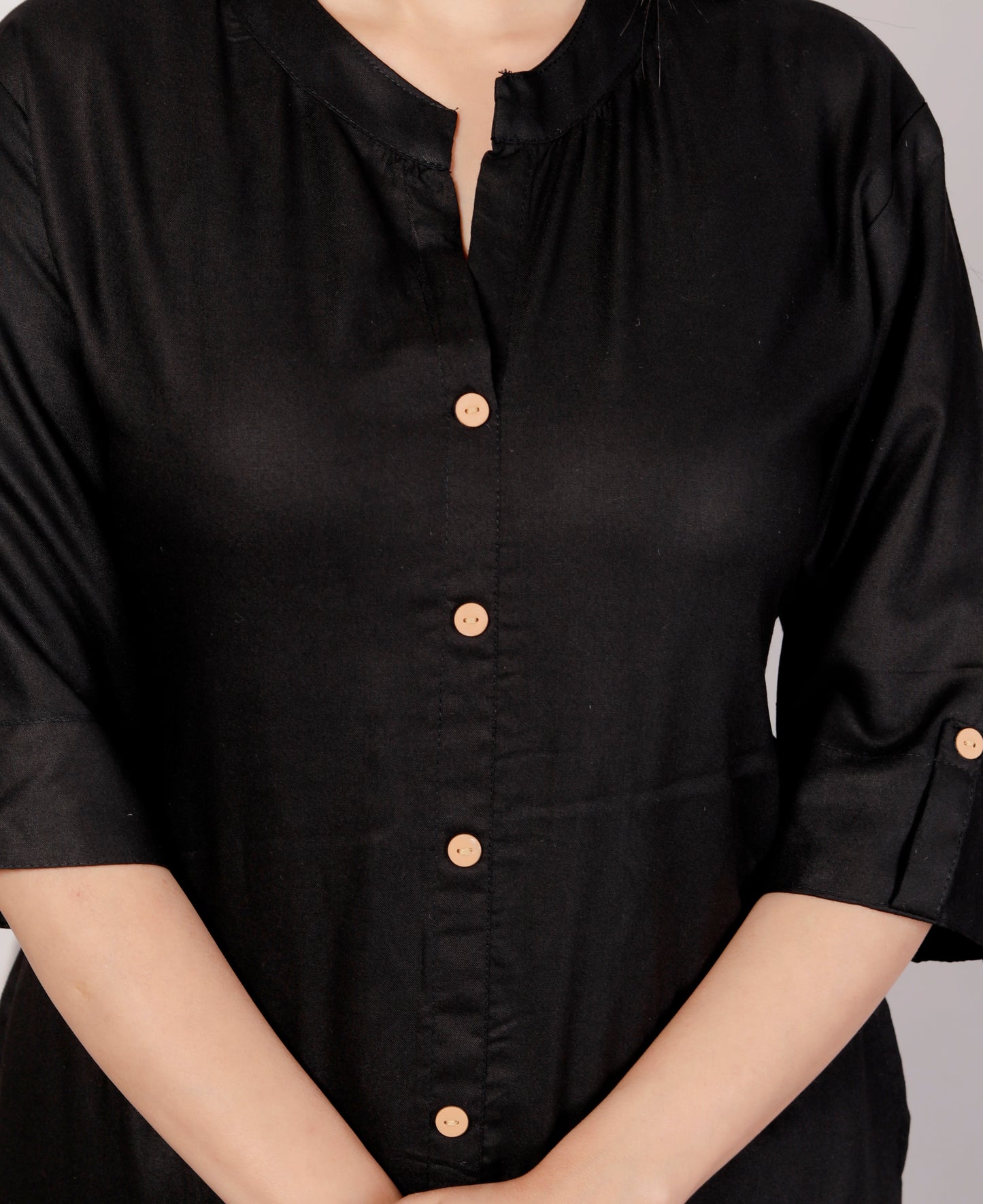 Plain Black Kurta Palazzo Set