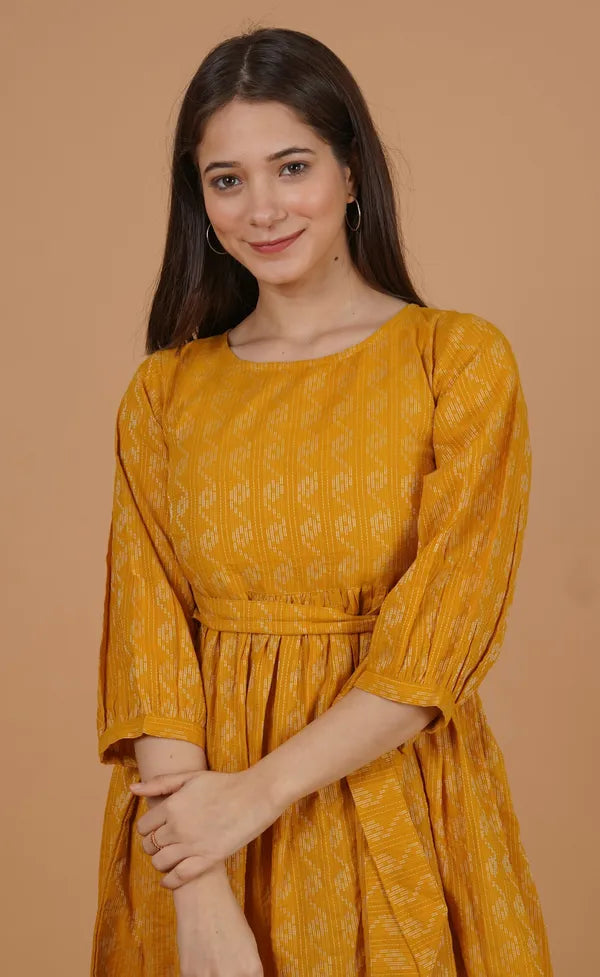 Yellow Crepe Dress For Women