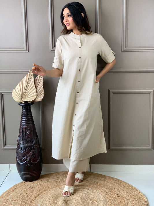 Pearl Bush Katha Cotton Kurta and Palazzo Set