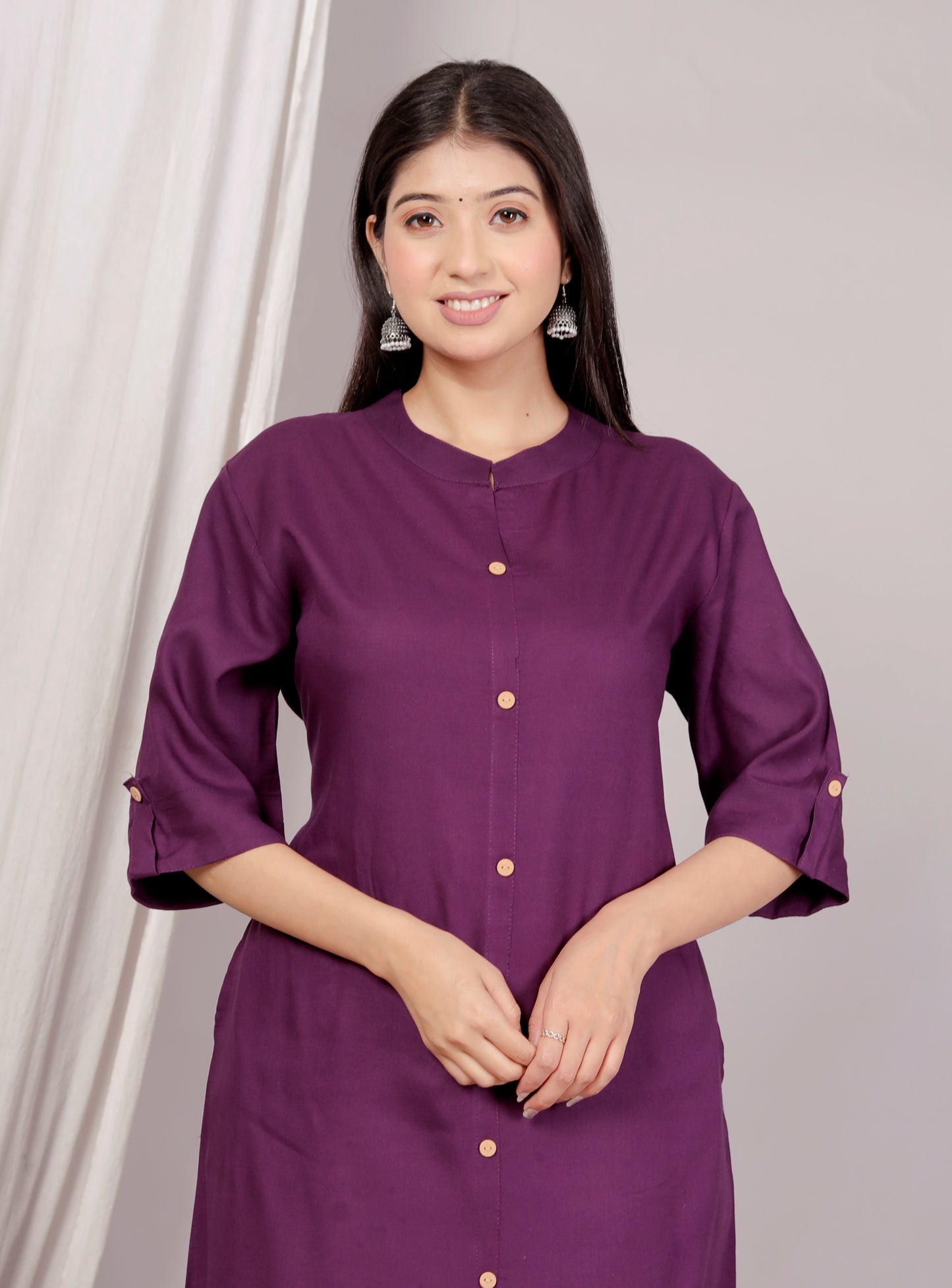 Wine Plain Kurta Palazzo Set